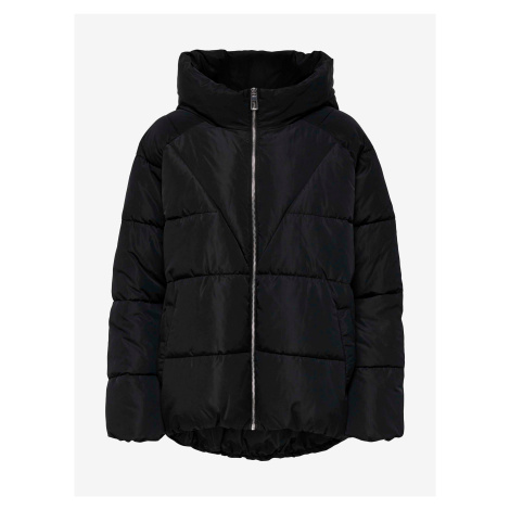 Čierna dámska prešívaná zimná bunda LEN s kapucňou Alina - ženy Only