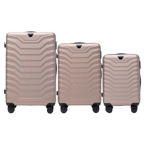 CHAMPAGNE 3DIELNA SADA KUFROV PEAFOWL PEA01, SET OF 3 SUITCASES (L,M,S) WINGS, CHAMPAGNE