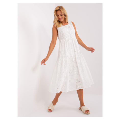 White openwork dress with ruffle OCH BELLA