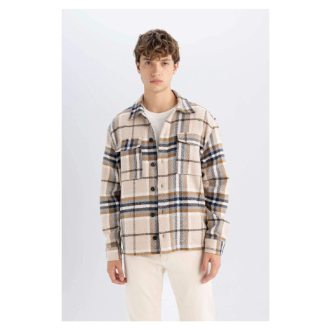 DEFACTO Relax Fit Casual Cut Plaid Lumberjack Flannel Long Sleeve Shirt