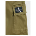 Calvin Klein Jeans Bavlnené nohavice Cargo IB0IB01341 Zelená Regular Fit
