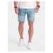 Ombre Men's denim short shorts with holes - light blue