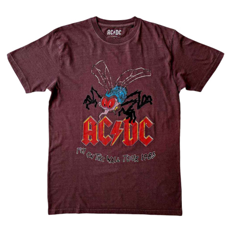 AC/DC Tričko Fly On The Wall Tour Unisex Maroon Red