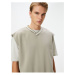 Koton Oversize Sweatshirt V-Neck Short Sleeve