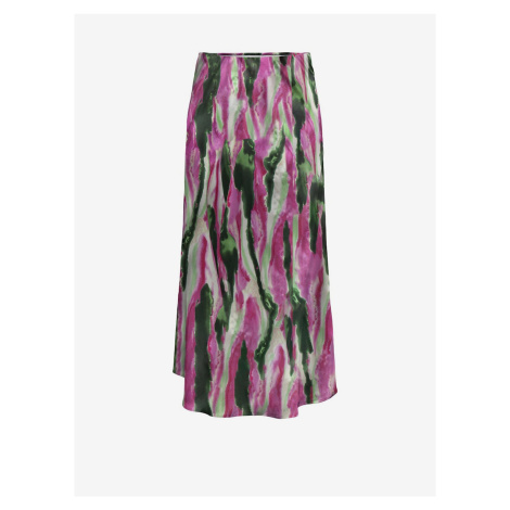 Green-pink women's satin maxi skirt ONLY Nathalie - Women
