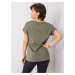 Khaki T-shirt with embroidered text