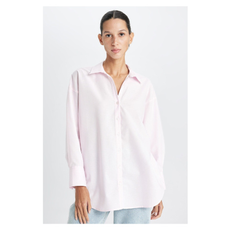 DEFACTO Oversize Wide Fit Basic Plain Oxford Long Sleeve Shirt