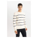 DEFACTO Standard Fit Crew Neck Striped Pullover