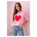 Cotton blouse with heart print in light pink color