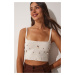 Happiness İstanbul Women's Cream Oyster Stone Crop Knitwear Blouse