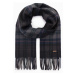 Ombre Men's Scottish check scarf with tassels - black-gray