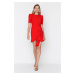 Trendyol Red Shirring detailné večerné šaty