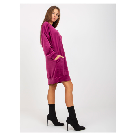 Purple loose velour dress with pockets from RUE PARIS