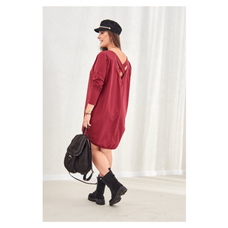 Dress with cross on the back Plus Size burgundy FASARDI