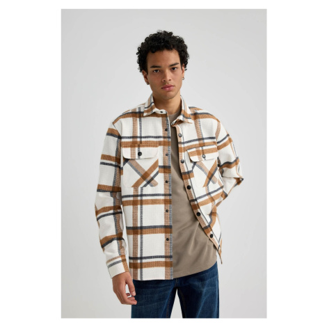 DEFACTO Relax Fit Plaid Cotton Long Sleeve Shirt