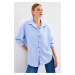 Bigdart 20208 Striped Oversize Long Basic Shirt - Blue