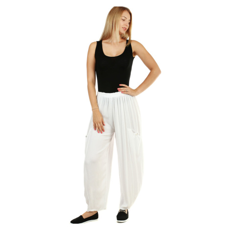 Biele dámske háremové nohavice