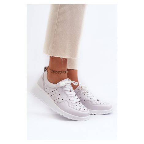 S. BARSKI Dámske členkové topánky na klinu z prírodnej kože svetlosivej farby S.Barski LR482