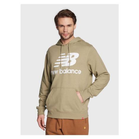 New Balance Mikina Essentials Stacked Logo MT03558 Zelená Relaxed Fit