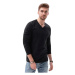 Pánske tričko s dlhým rukávom s V-výstrihom OMBRE T-shirt LS-L136-V6-BLACK