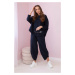 Set of cotton sweatshirt and trousers in navy blue