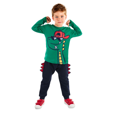 Denokids Dino Boy with Glasses Winter T-shirt Trousers Set