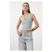 Trendyol Gray Halter Neck Woven Blouse