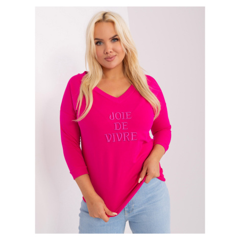 Fuchsia women's plus size neckline blouse