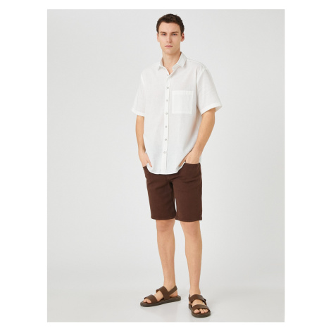 Koton Summer Shirt Short Sleeve Classic Collar Pocket Detailed