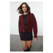 Trendyol Limited Edition Claret Red Soft Textured Ribbon/Bow Detailed Hair Knit Sweater