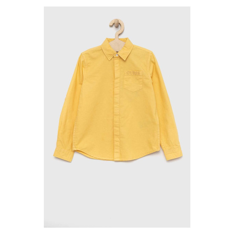 Detská bavlnená košeľa Guess žltá farba