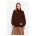 Trendyol Brown Oversize Knitted Polar Fleece Inside Furry Sweatshirt