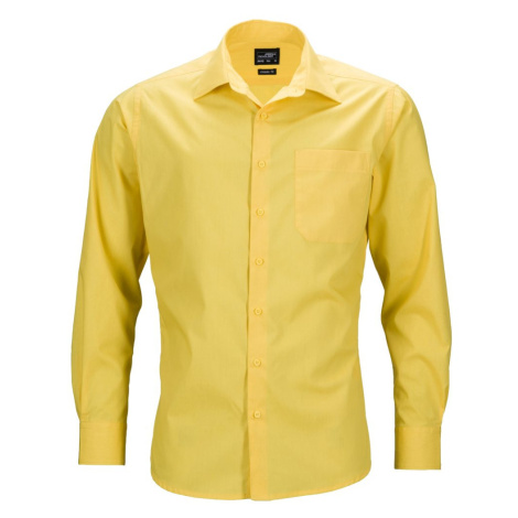 James & Nicholson Pánska košeľa s dlhým rukávom JN642 - Žltá