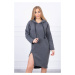 Dress with a hood and a slit on the side in dark gray