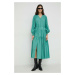 Šaty Bruuns Bazaar Rosebay Carline zelená farba, midi, áčkový strih