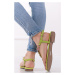 Svetlozelené nízke sandále s farebnými kamienkami Juliette