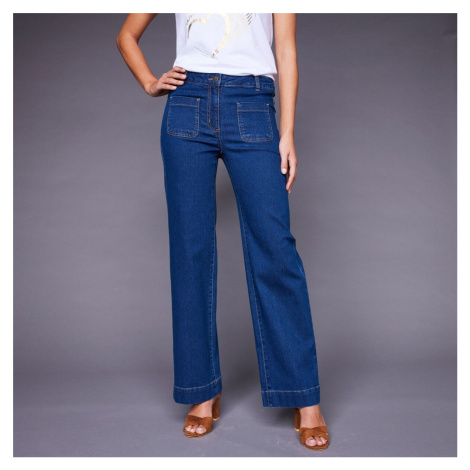 Rovné široké džínsy s vysokým pásom Blancheporte