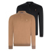 DOUBLE SET V4007 DEWBERRY MEN'S SWEATSHIRT-BLACK-CAMEL