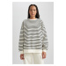 DEFACTO Oversize Fit Striped Crew Neck Sweatshirt