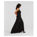 Šaty Karl Lagerfeld Silk Maxi Fan Dress Čierna