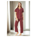 U4716 Dewberry Womens Short Sleeve Pyjama Set-BORDEAUX