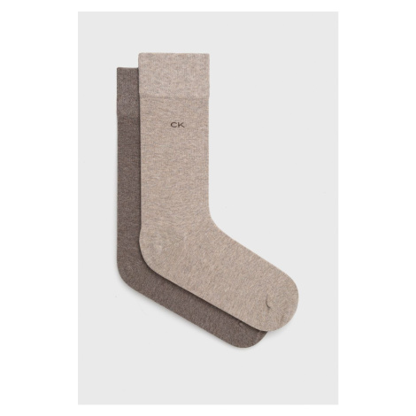 Ponožky Calvin Klein 2-pak pánske, hnedá farba