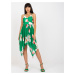 Green wrap dress with floral hangers