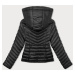 Čierna dámska bunda pre prechodné obdobie s kapucňou (5M3170-392)