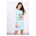 Dress with 3D graphics and decorative pom pom mint