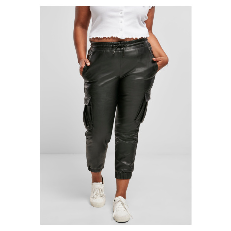 Women's Cargo Pants Made of Faux Leather Black