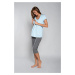 Felicita Short Sleeve Pyjamas, 3/4 Pants - Blue/Grey