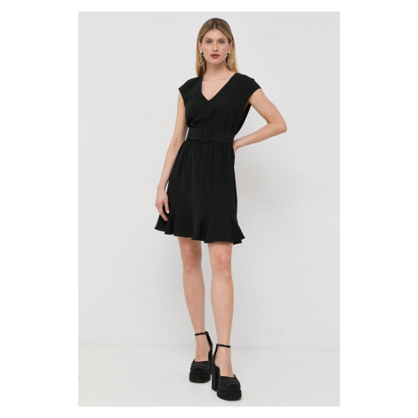 Šaty Armani Exchange čierna farba, mini, áčkový strih