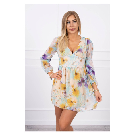 Airy dress with a yellow floral motif