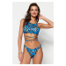 Trendyol Leopard Patterned V Cut Regular Leg Bikini Bottom